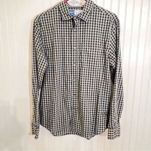 NWOT Old Navy Everyday Shirt Button Down Olive Green & Blue Gingham Plaid Med